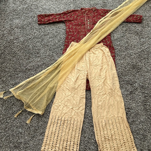 Indian 3 piece Salwar Kameez and Palazzo Suit with net dupattas. BUNDLE SET! - Picture 6 of 9